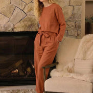 Cotton-Linen Monochrome Two-Piece Set