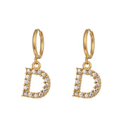 Crystal Letter Hoop Earrings