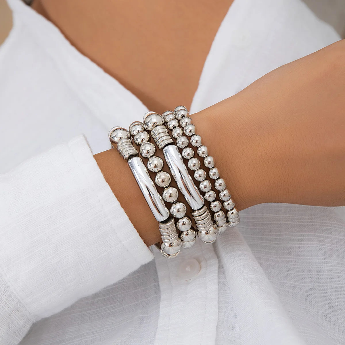 Chunky Round Bead Bracelet Set