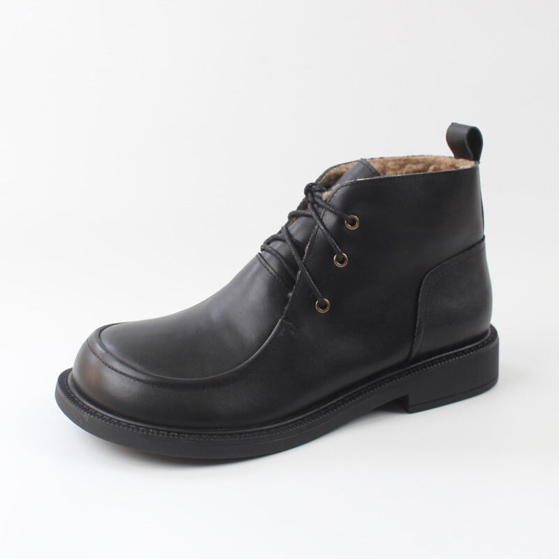 Leather Oxford Ankle Boots