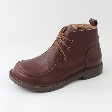 Leather Oxford Ankle Boots
