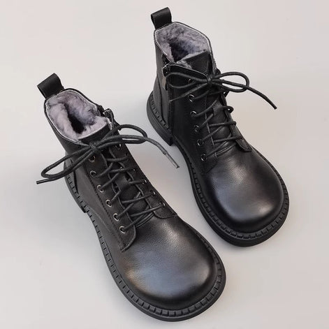 Leather Lace-Up Ankle Boots