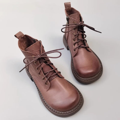 Leather Lace-Up Ankle Boots