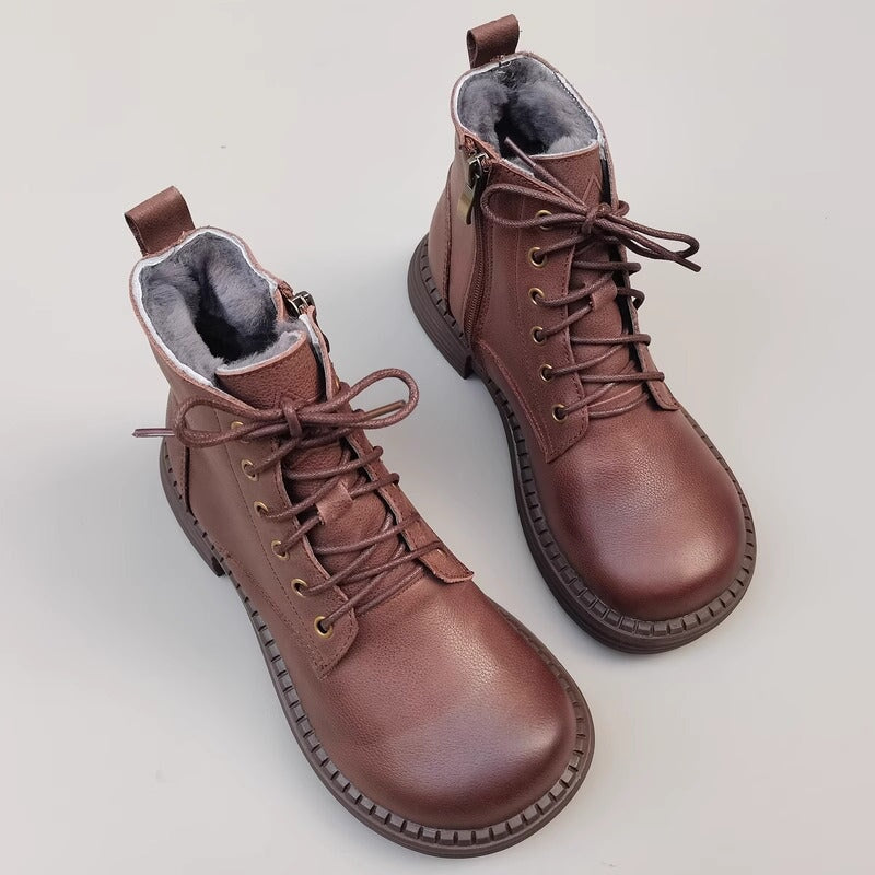 Leather Lace-Up Ankle Boots