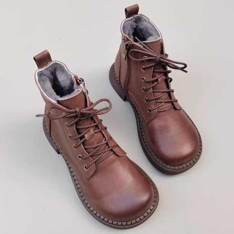 Leather Lace-Up Ankle Boots