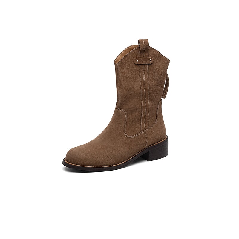 Suede Block Heel Ankle Boots
