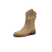 Suede Block Heel Ankle Boots