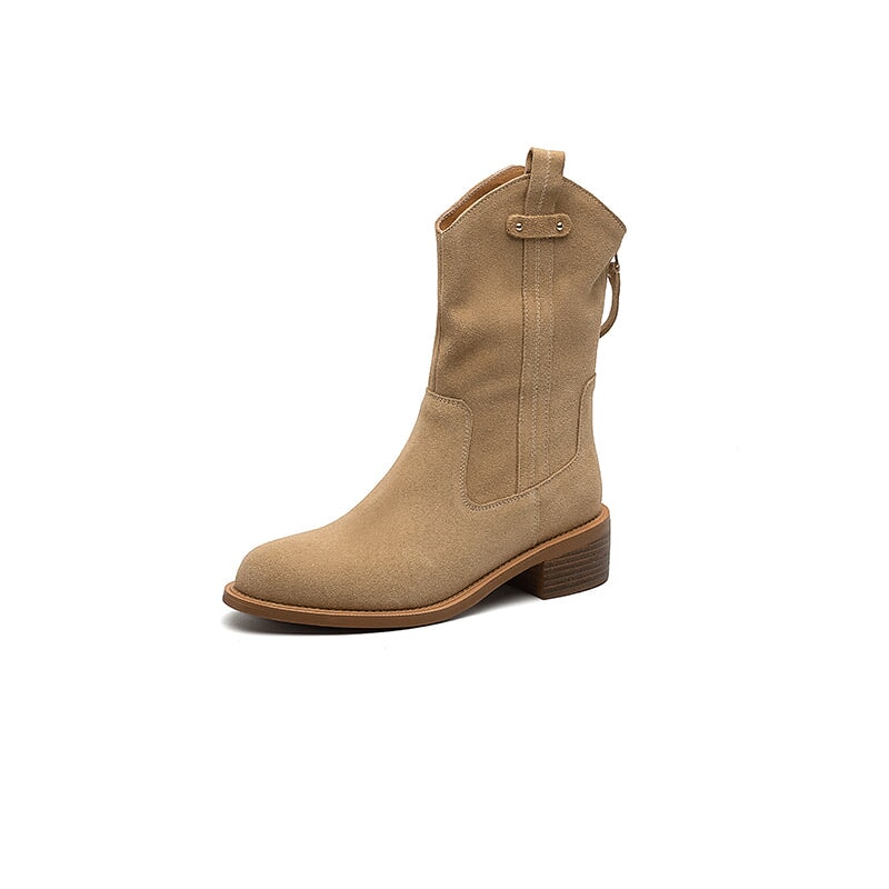 Suede Block Heel Ankle Boots