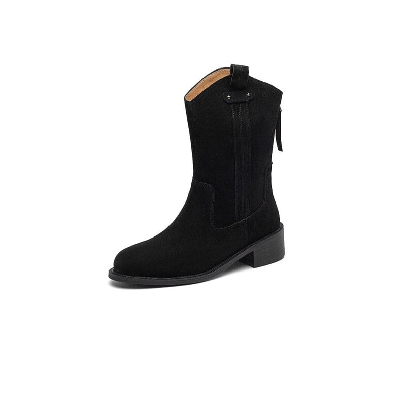 Suede Block Heel Ankle Boots