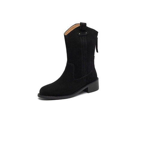 Suede Block Heel Ankle Boots