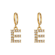 Crystal Letter Hoop Earrings