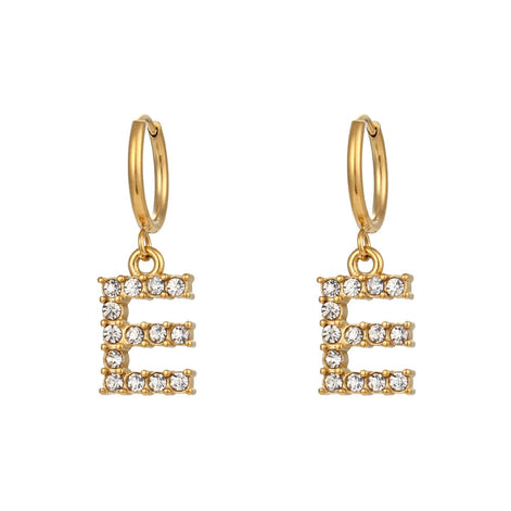 Crystal Letter Hoop Earrings