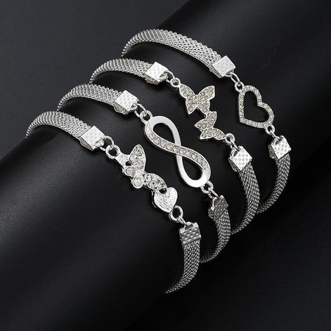 4 PCS Stackable Ankle Bracelet Set