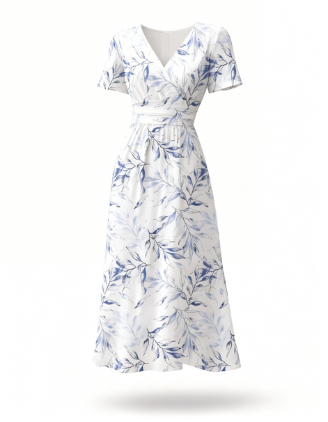 Blue Blossom Midi Dress