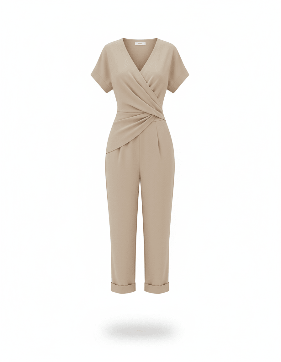 Wrap Style Wide-Leg Jumpsuit