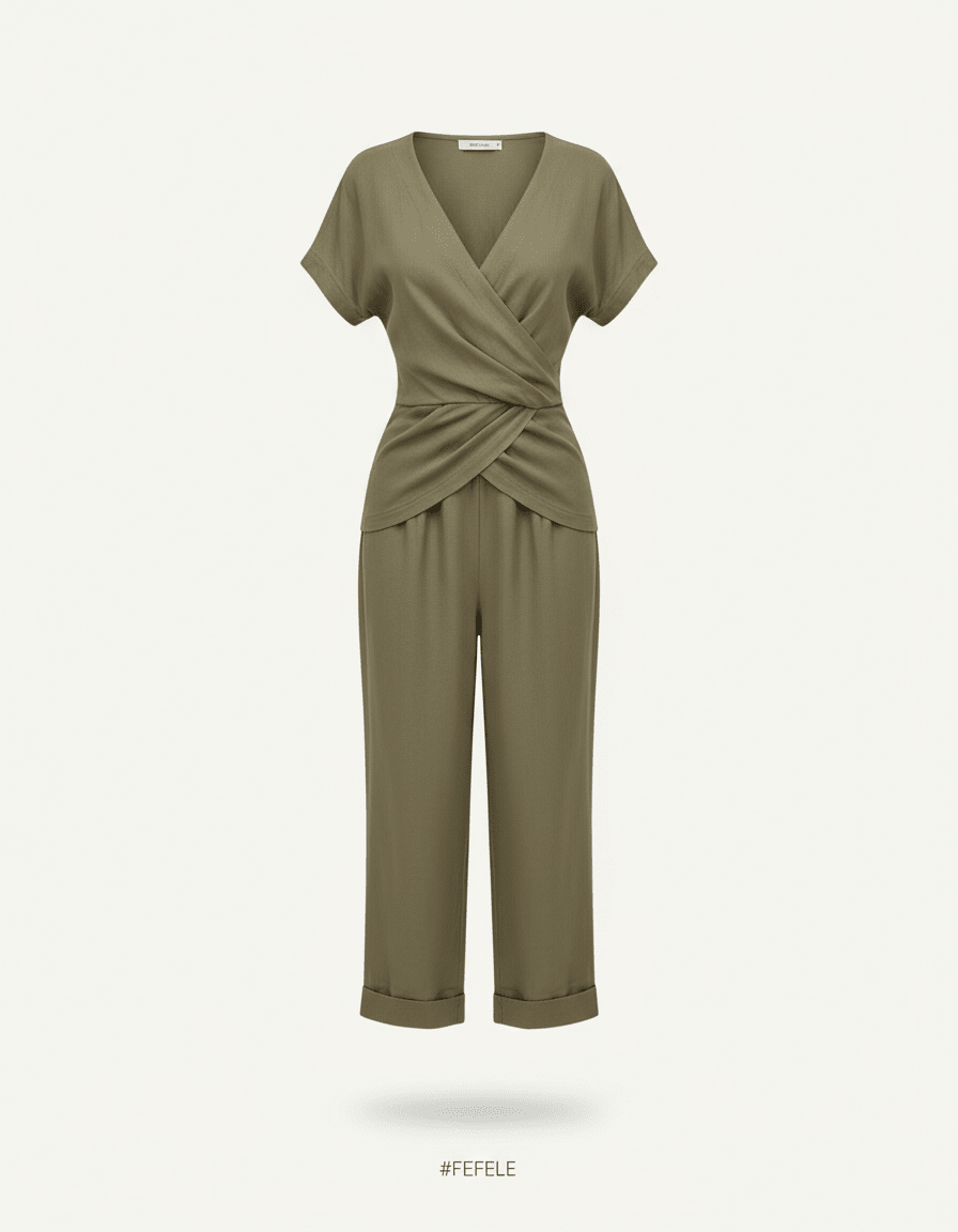 Wrap Style Wide-Leg Jumpsuit