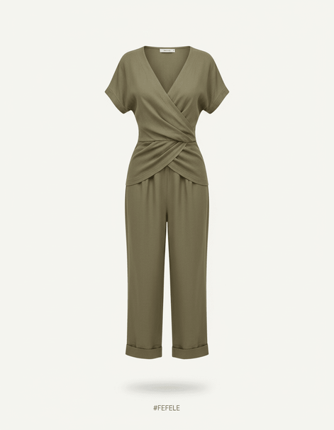 Wrap Style Wide-Leg Jumpsuit