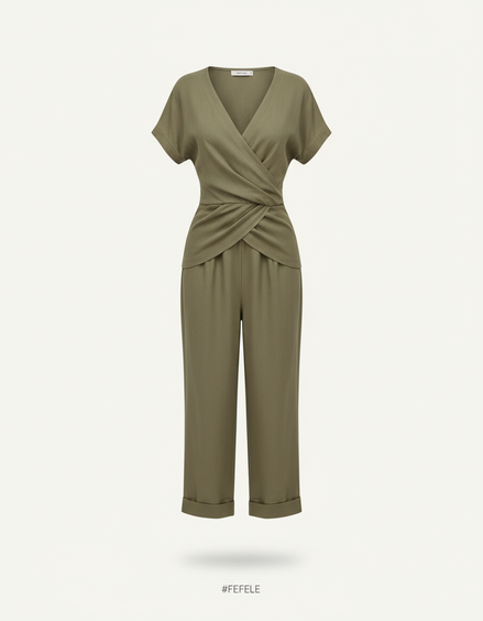 Wrap Style Wide-Leg Jumpsuit
