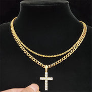 Double Row Cross Necklace