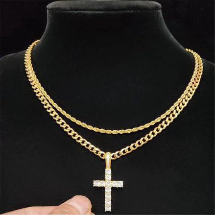 Double Row Cross Necklace