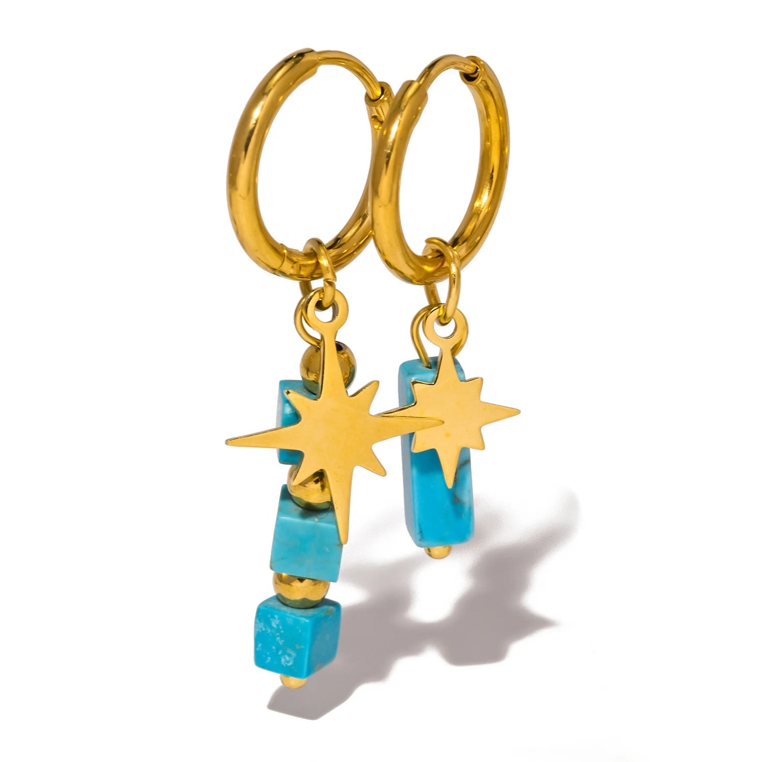 Asymmetric Stone Star Earrings