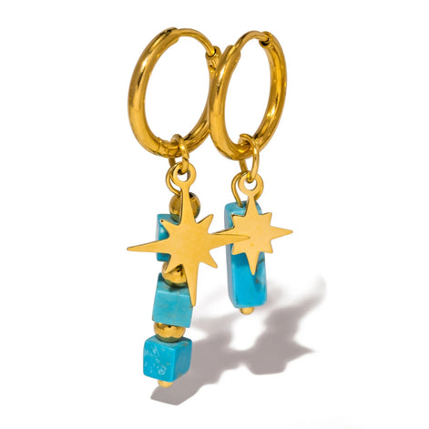 Asymmetric Stone Star Earrings