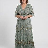 Evadne Floral V-Neck Maxi Dress
