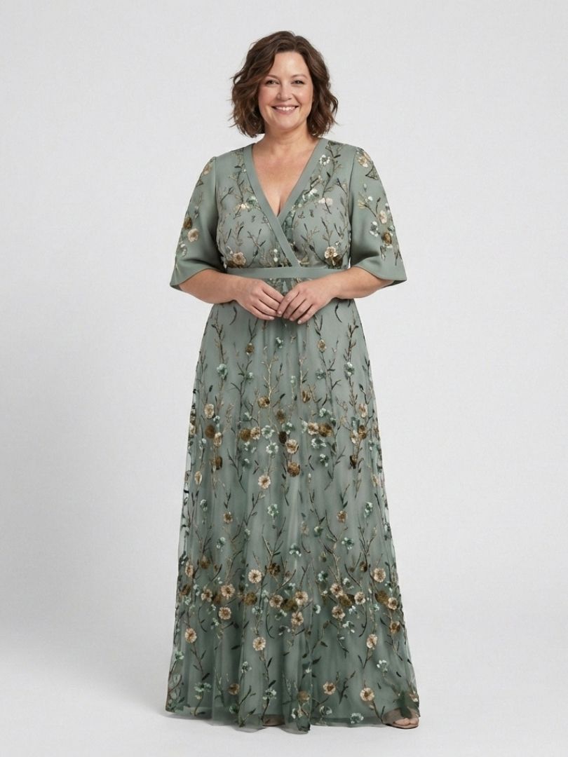 Evadne Floral V-Neck Maxi Dress