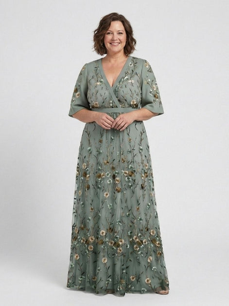 Evadne Floral V-Neck Maxi Dress