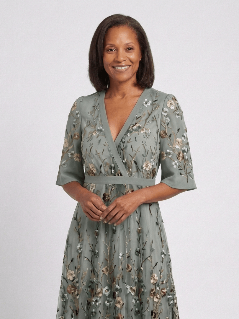 Evadne Floral V-Neck Maxi Dress