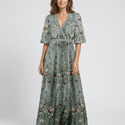 Evadne Floral V-Neck Maxi Dress