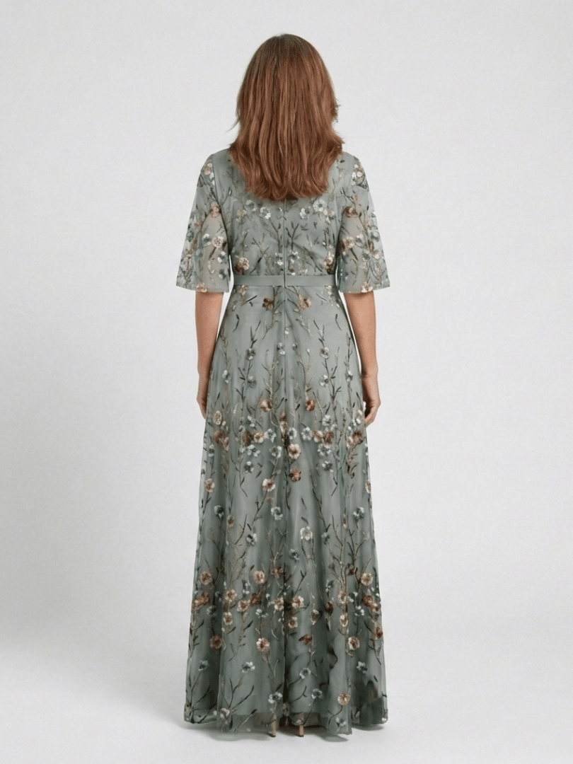 Evadne Floral V-Neck Maxi Dress
