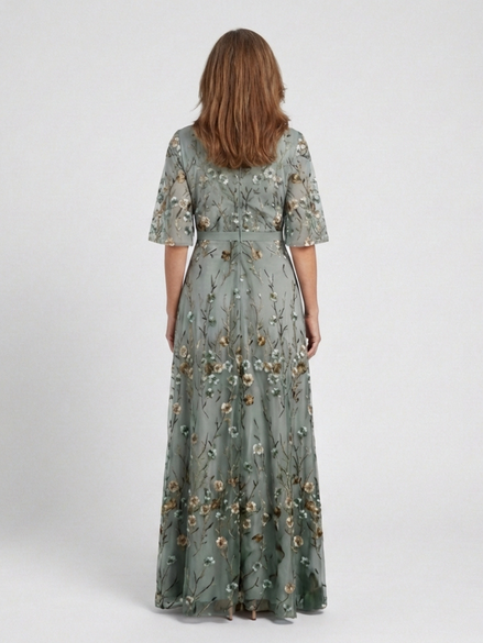 Evadne Floral V-Neck Maxi Dress