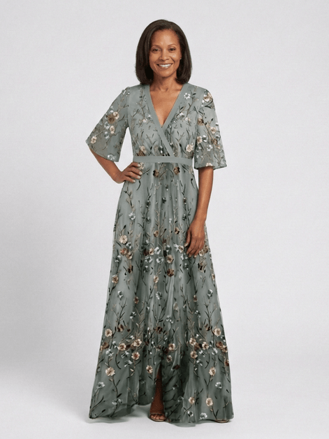 Evadne Floral V-Neck Maxi Dress