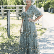 Evadne Floral V-Neck Maxi Dress