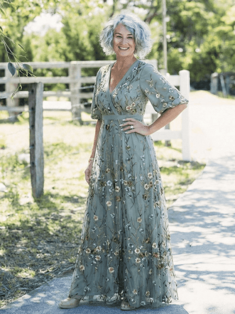 Evadne Floral V-Neck Maxi Dress