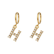 Crystal Letter Hoop Earrings