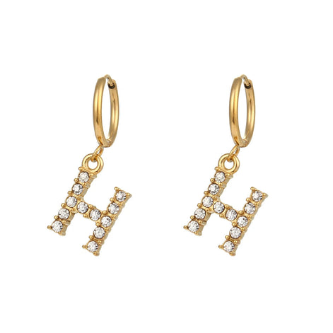 Crystal Letter Hoop Earrings