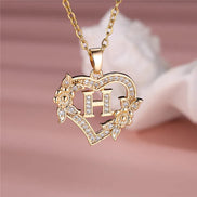 A-Z Flower Heart Necklace