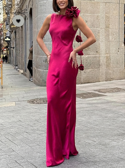 Formentera Flower Satin Ribbon Maxi Dress - avatar variant 1