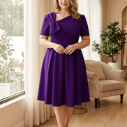 Plus Size A-Line Swing Party Dress - Dark Purple front