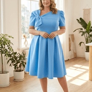 Plus Size A-Line Swing Party Dress - Blue front