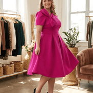 Plus Size A-Line Swing Party Dress - Rose angle