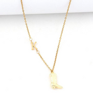 Cowboy Boots Initial Necklace