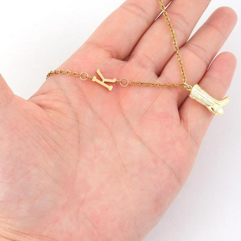 Cowboy Boots Initial Necklace