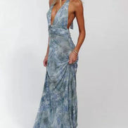 Camoni Polka Dot Maxi Dress – Cut-Out Back Bow