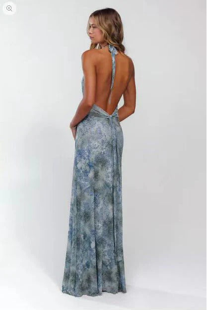 Camoni Polka Dot Maxi Dress – Cut-Out Back Bow