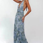 Camoni Polka Dot Maxi Dress – Cut-Out Back Bow