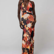 Camoni Polka Dot Maxi Dress – Cut-Out Back Bow