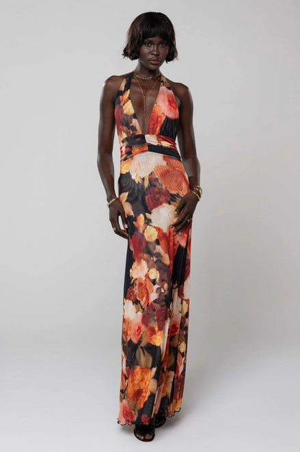 Camoni Polka Dot Maxi Dress – Cut-Out Back Bow